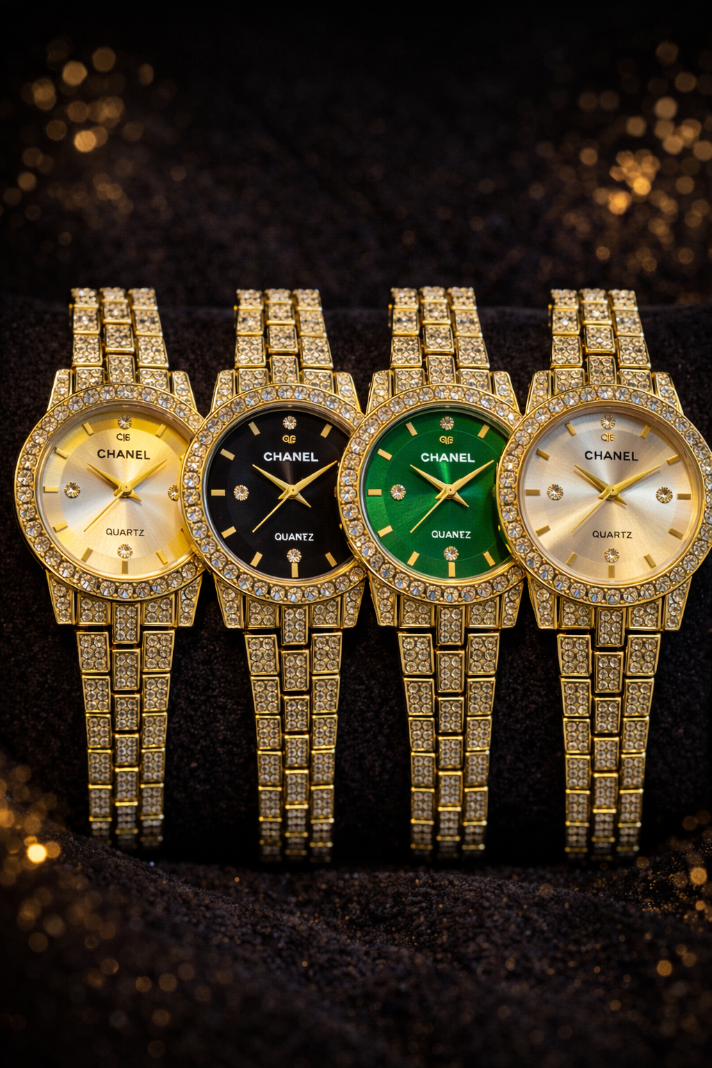 Montre Femme Élégance Dorée – Bracelet Cristaux Luxe