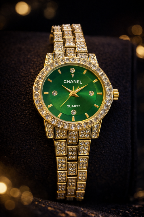 Montre Femme Élégance Dorée – Bracelet Cristaux Luxe