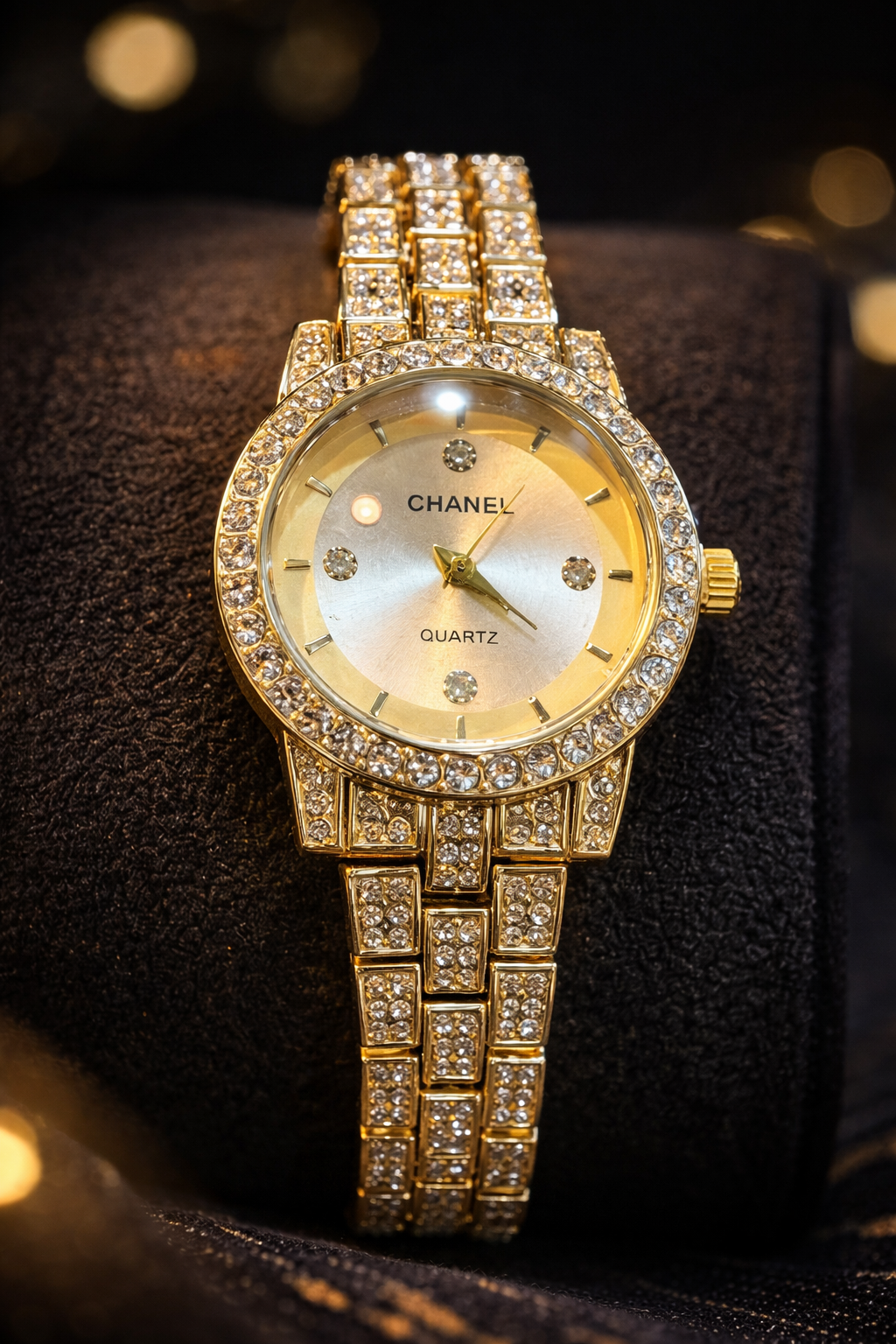Montre Femme Élégance Dorée – Bracelet Cristaux Luxe