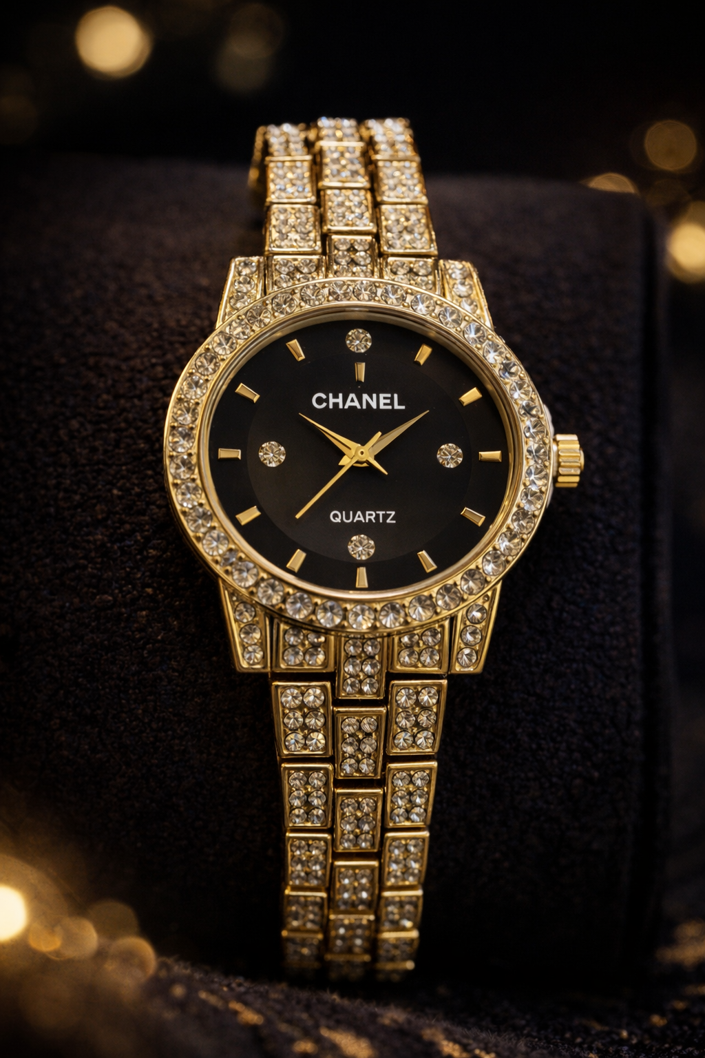 Montre Femme Élégance Dorée – Bracelet Cristaux Luxe