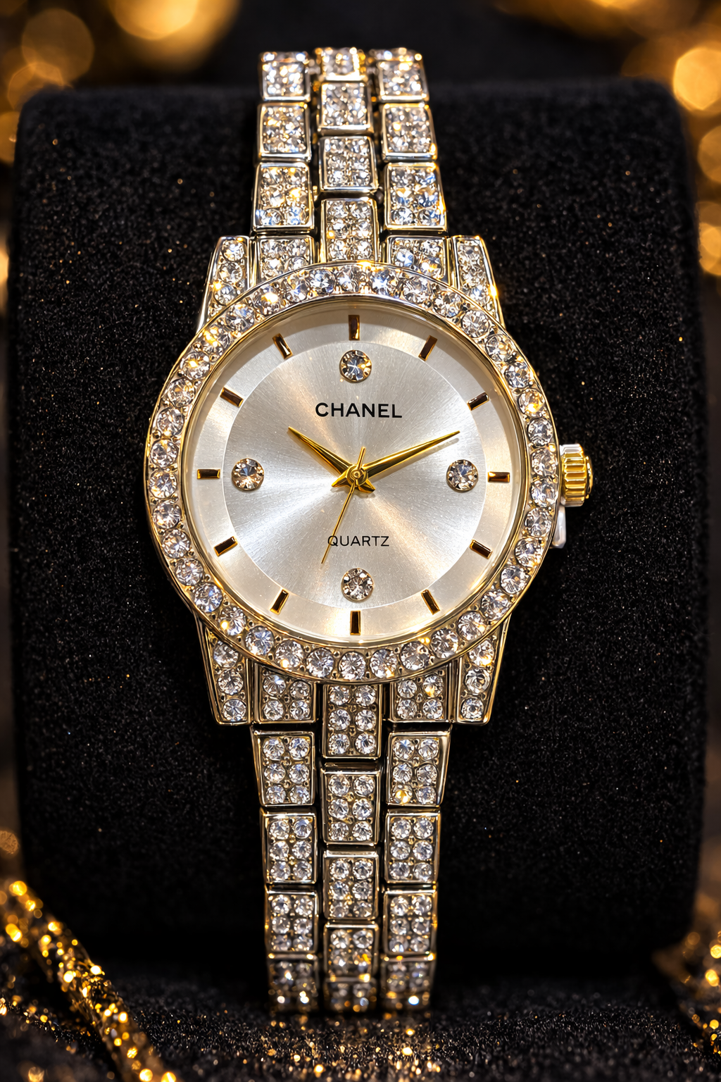 Montre Femme Élégance Dorée – Bracelet Cristaux Luxe